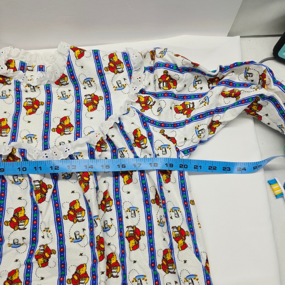 Lanz of Salzburg Disney Winnie the Pooh Vintage Flannel Nightgown White Blue M - Picture 5 of 7